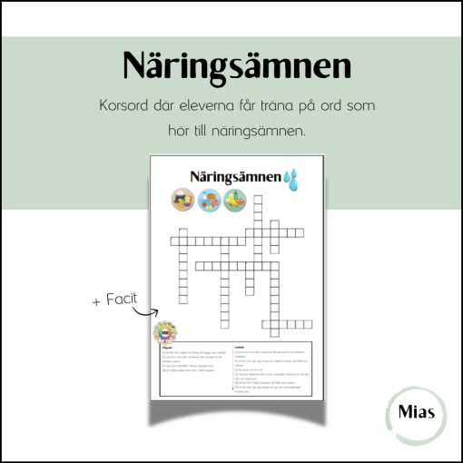 Korsord: Näringsämnen