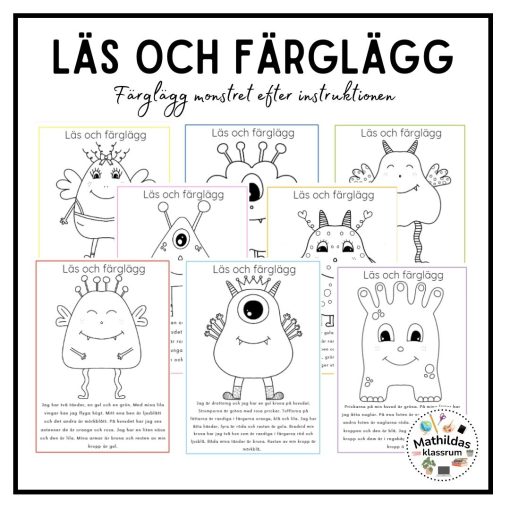 Läs och färglägg - monster