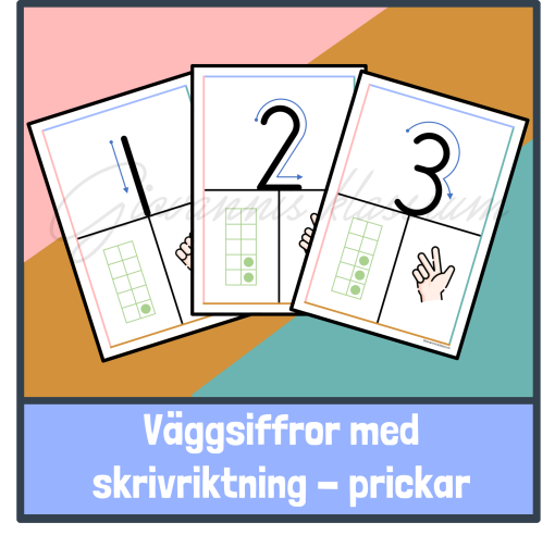 Väggsiffror med skrivriktning - prickar
