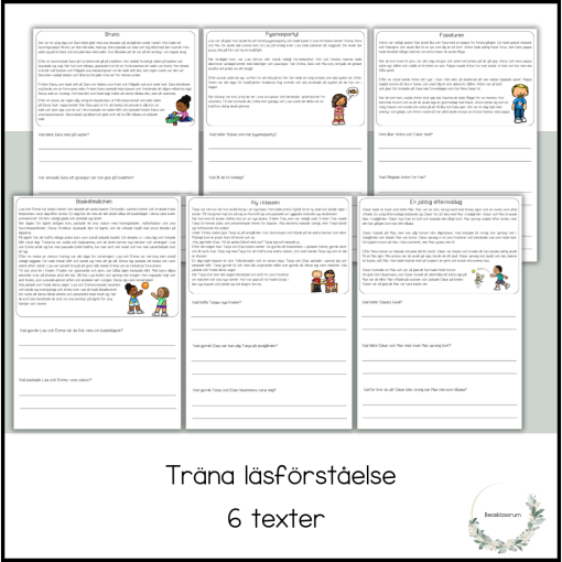 Läsförståelse - 6 texter
