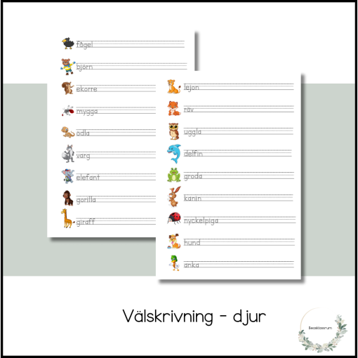Välskrivning - djur