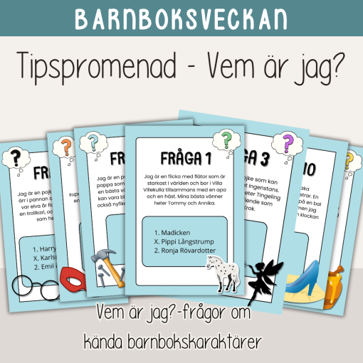 Tipspromenad Barnbokskaraktärer - Vem är jag? - Barnboksveckan