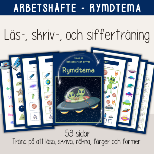 Arbetshäfte bokstäver och siffror - tema Dinosaurier