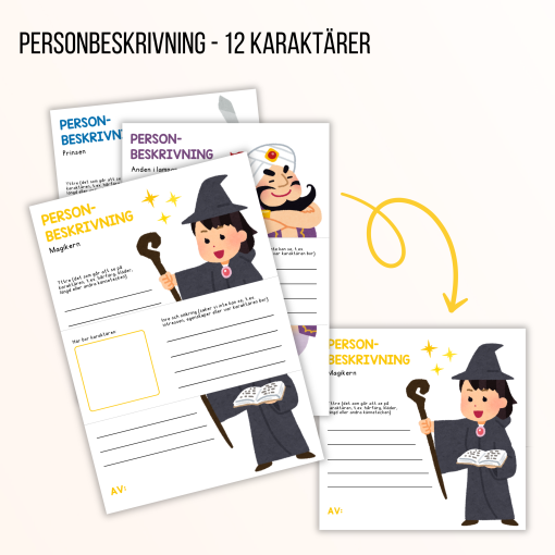 Personbeskrivning - vikbara och vanliga arbetsblad