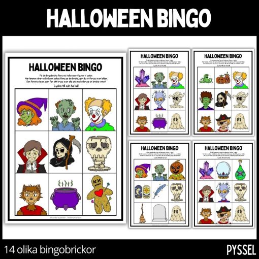 Halloween bingo - 14 bingobrickor