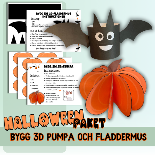 Halloween - Paket bygg 3D Fladdermus och pumpa