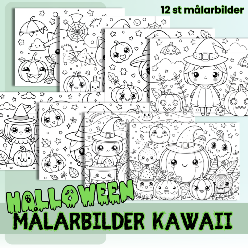 Halloween - Målarbilder Kawaii