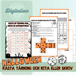 Halloween Kasta tärning och skriv eller rita