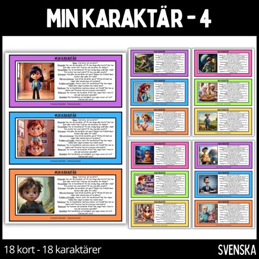 Min karaktär - 4 - 18 olika personer / 18 kort