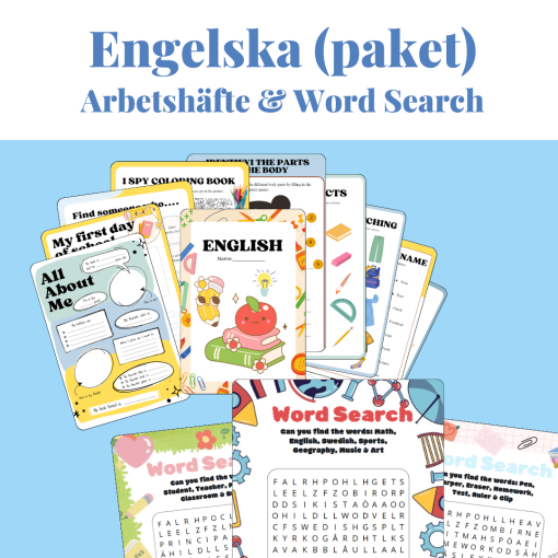 Engelska - Arbetshäfte & Word search(paket)
