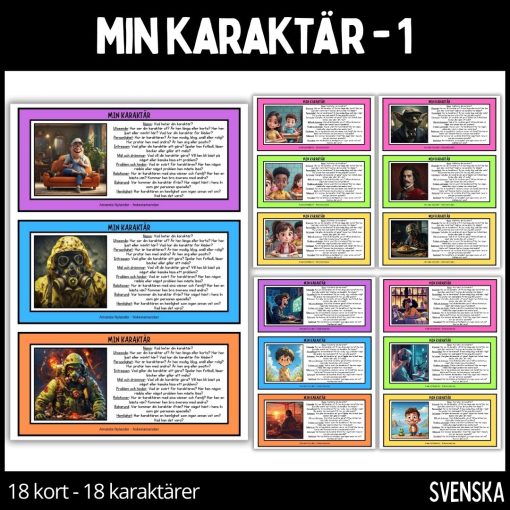 Min karaktär - 1 - 18 olika personer / 18 kort