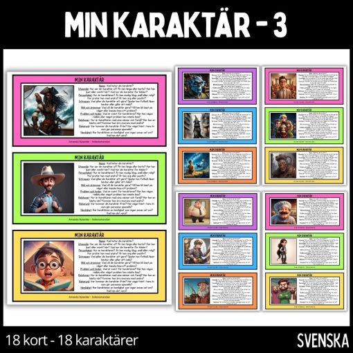Min karaktär - 3 - 18 olika personer / 18 kort