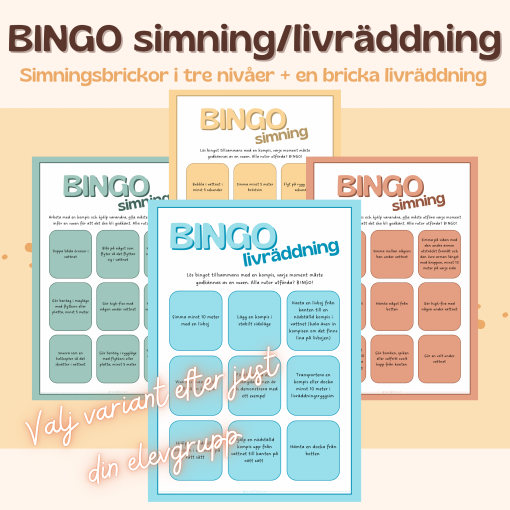 Bingo i tre nivåer - Simning och livräddning