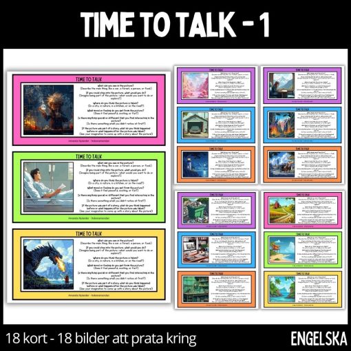 Time to talk - 1 - 18 talkort - 18 illustrationer - stödstruktur