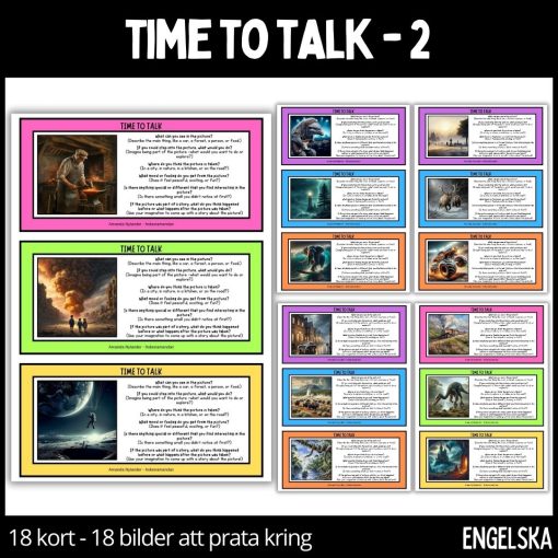 Time to talk - 2 - 18 talkort - 18 illustrationer - stödstruktur