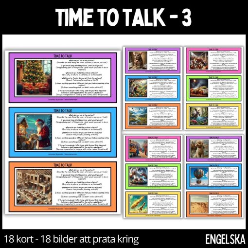 Time to talk - 3 - 18 talkort - 18 illustrationer - stödstruktur