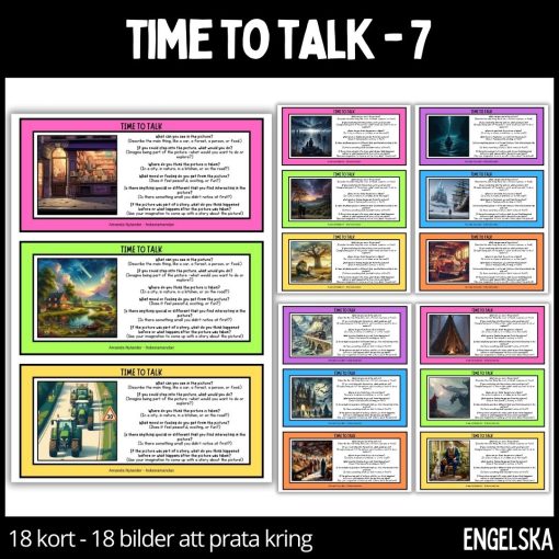 Time to talk - 7 - 18 talkort - 18 illustrationer - stödstruktur