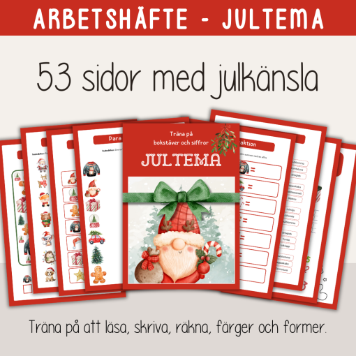 Jultema - Arbetshäfte bokstäver siffror färger former