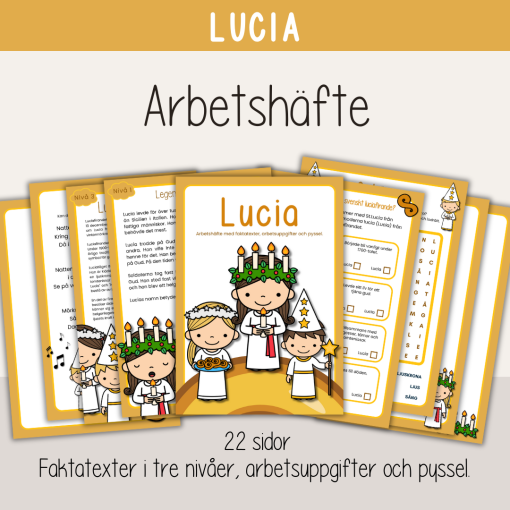 Jul - Lucia - Häfte med faktatexter, arbetsuppgifter och pyssel