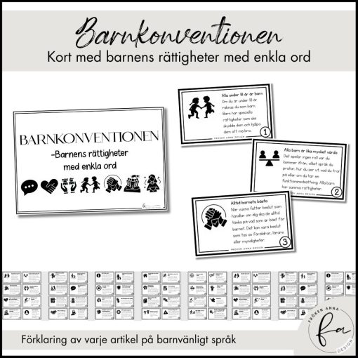 Barnkonventionen – Kort med barnens rättigheter på enkelt språk