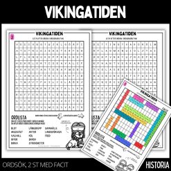 Vikingatiden - ordsöksrutor - 2 st med tillhörande facit