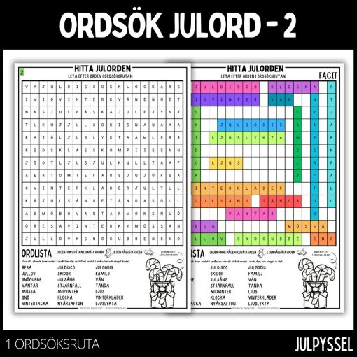 Ordsök julord - 2 med färgläggningsbild