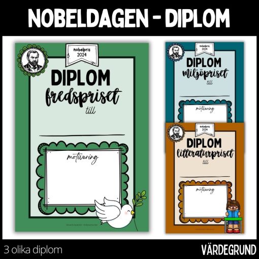 Diplom – 3 olika diplom / - nobeldagen