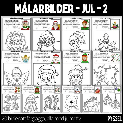 Målarbilder med julmotiv och stödstruktur - 20 stycken - 2