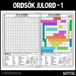 Ordsök julord - 1 med färgläggningsbild