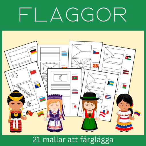 Flaggor, 21 mallar att färglägga