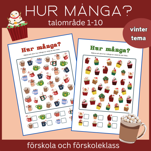 Hur många? Räkna varm choklad och muffins! Talområde 1-10