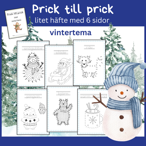 Prick till prick med vintertema, litet häfte med 6 sidor