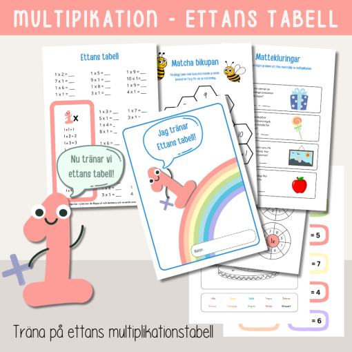 Multiplikation - Träna ettans multiplikationstabell - Arbetshäfte