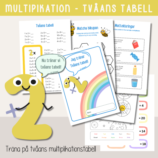 Multiplikation - Träna tvåans multiplikationstabell - Arbetshäfte