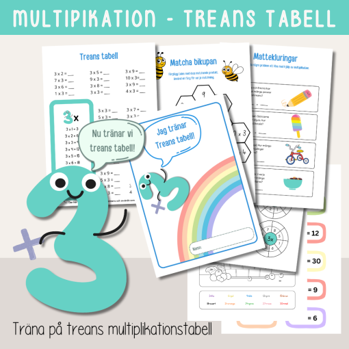 Multiplikation - Träna treans multiplikationstabell - Arbetshäfte