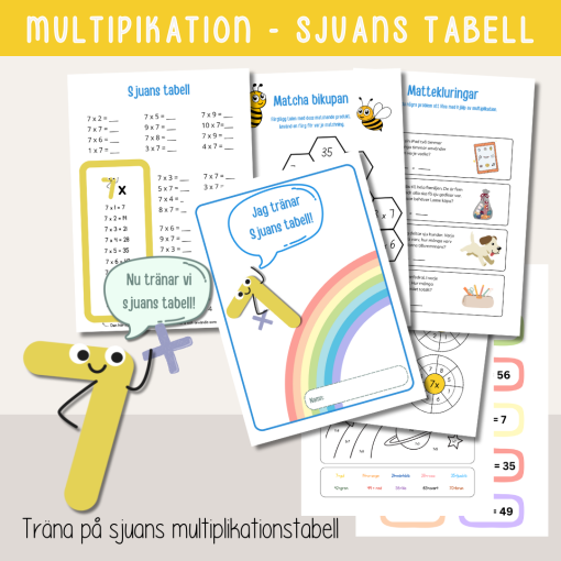 Multiplikation - Träna sjuans multiplikationstabell - Arbetshäfte