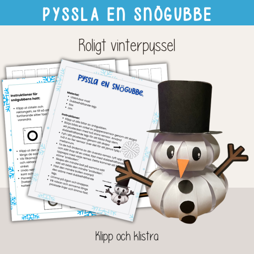 Vinter - Pyssla en snögubbe av papper