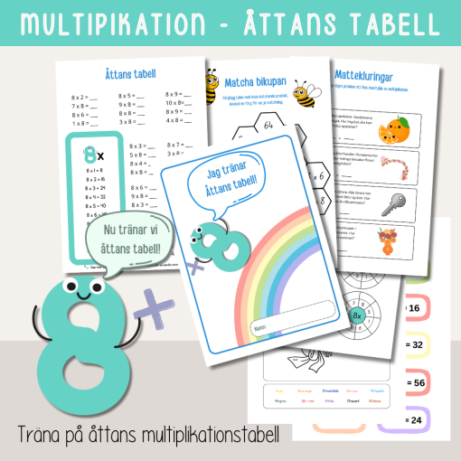 Multiplikation - Träna åttans multiplikationstabell - Arbetshäfte