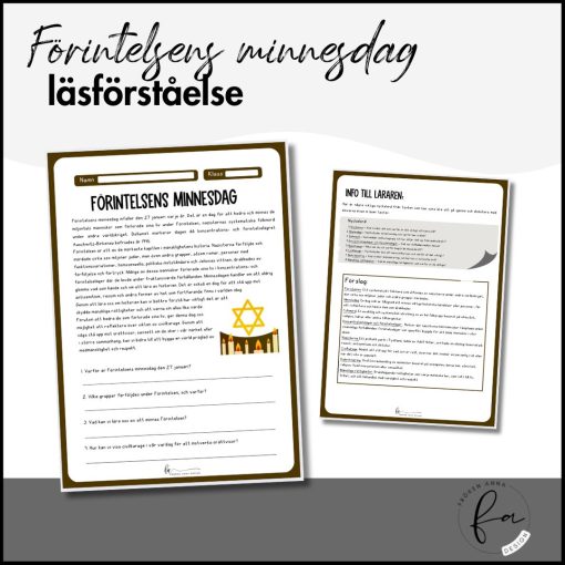 Förintelsens Minnesdag - Läsförståelse och nyckelord