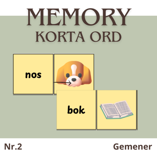 Memory nr.2 - korta ord - gemener