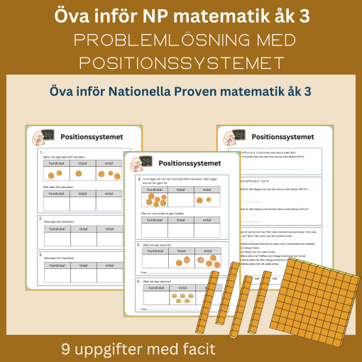 Problemlösning med positionssystemet, öva inför NP MA åk 3