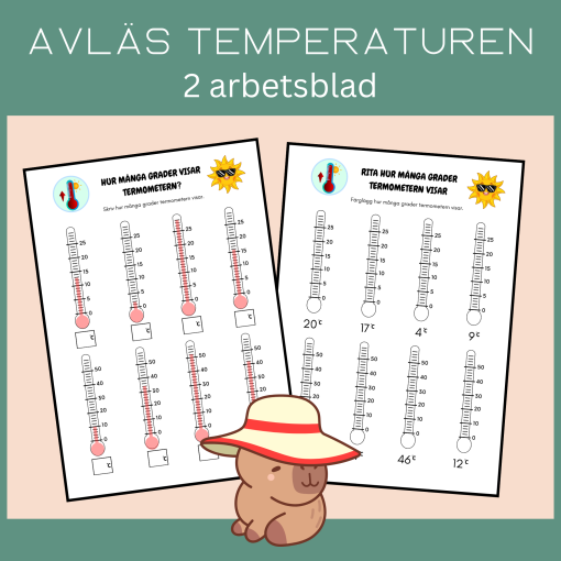 Avläsa en termometer, 2 arbetsblad