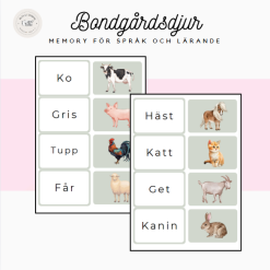 Bondgårdsdjur- Memory för språk och lärande