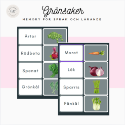 Grönsaker: Memory för språk och lärande