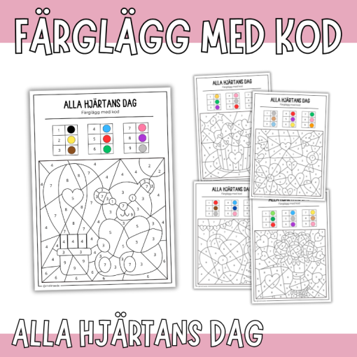 Färglägg med kod - alla hjärtans dag