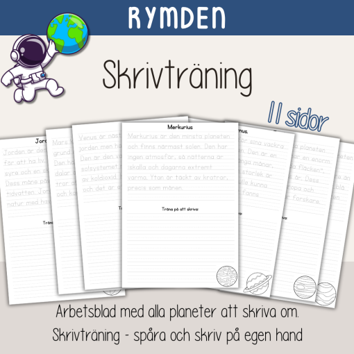 Skrivträning - Rymden Planeter
