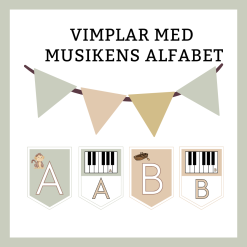 Vimplar med Musikens alfabet