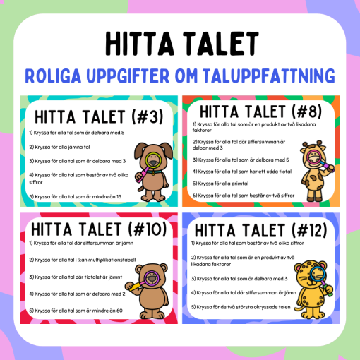Hitta talet: Matematikuppgifter taluppfattning