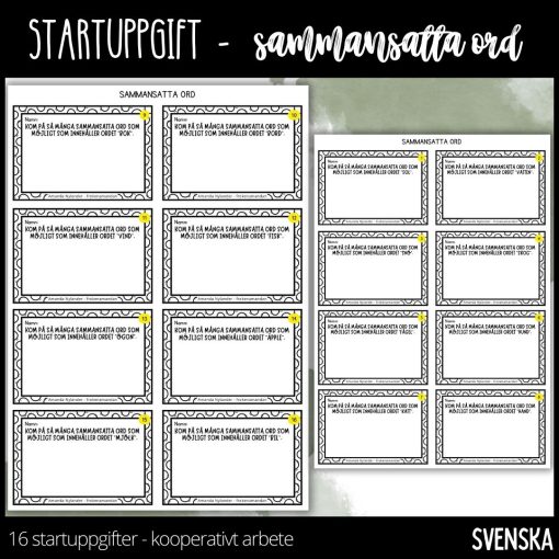 Startuppgifter - sammansatta ord