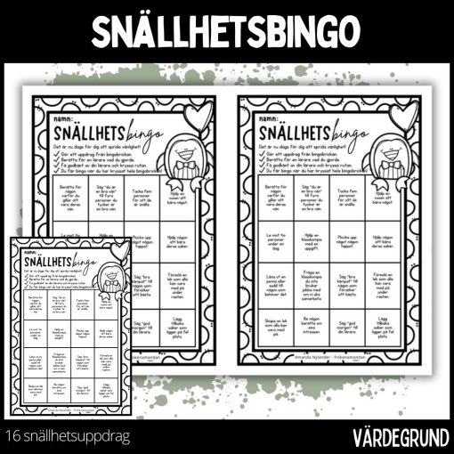 Snällhetsbingo - vänliga veckan - 2